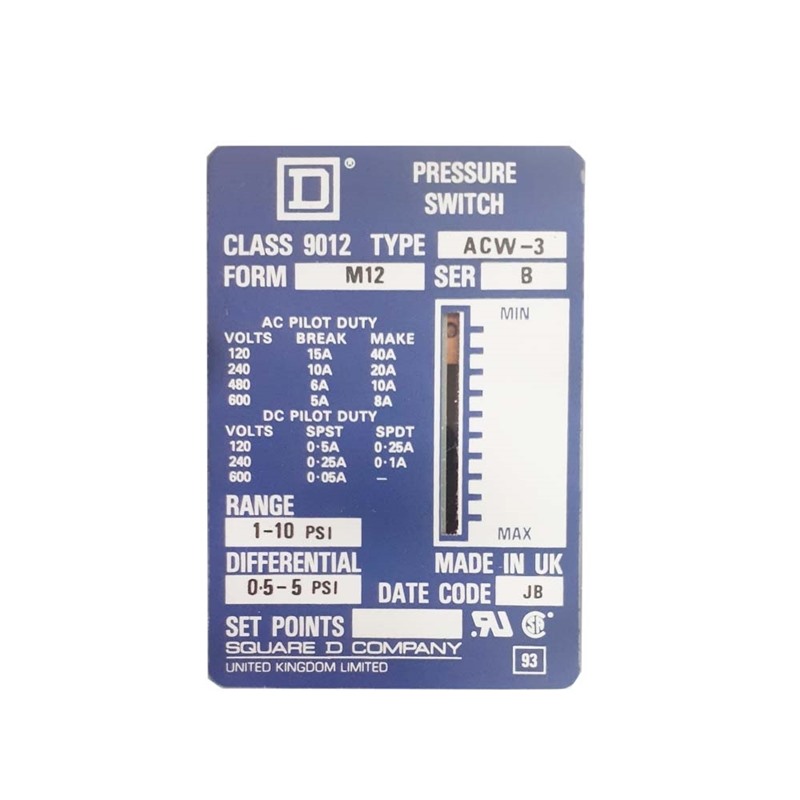 Square D Pressure Switch Model ACW-3