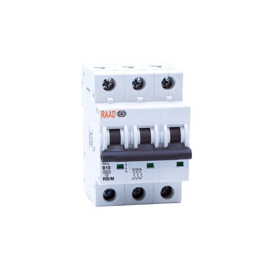 Raad AC Miniature Circuit Breaker Model RB/M-3P B10A-6kA