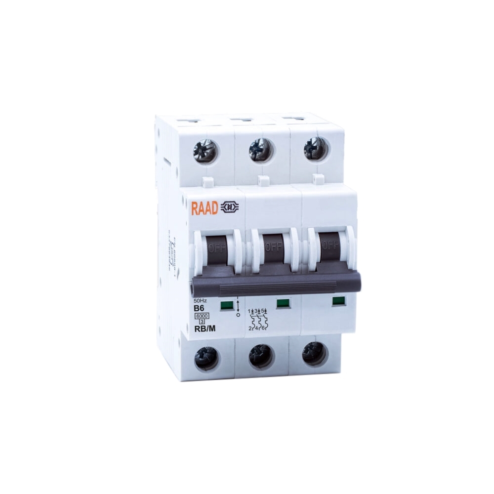 Raad AC Miniature Circuit Breaker Model RB/M-3P B6A-6kA