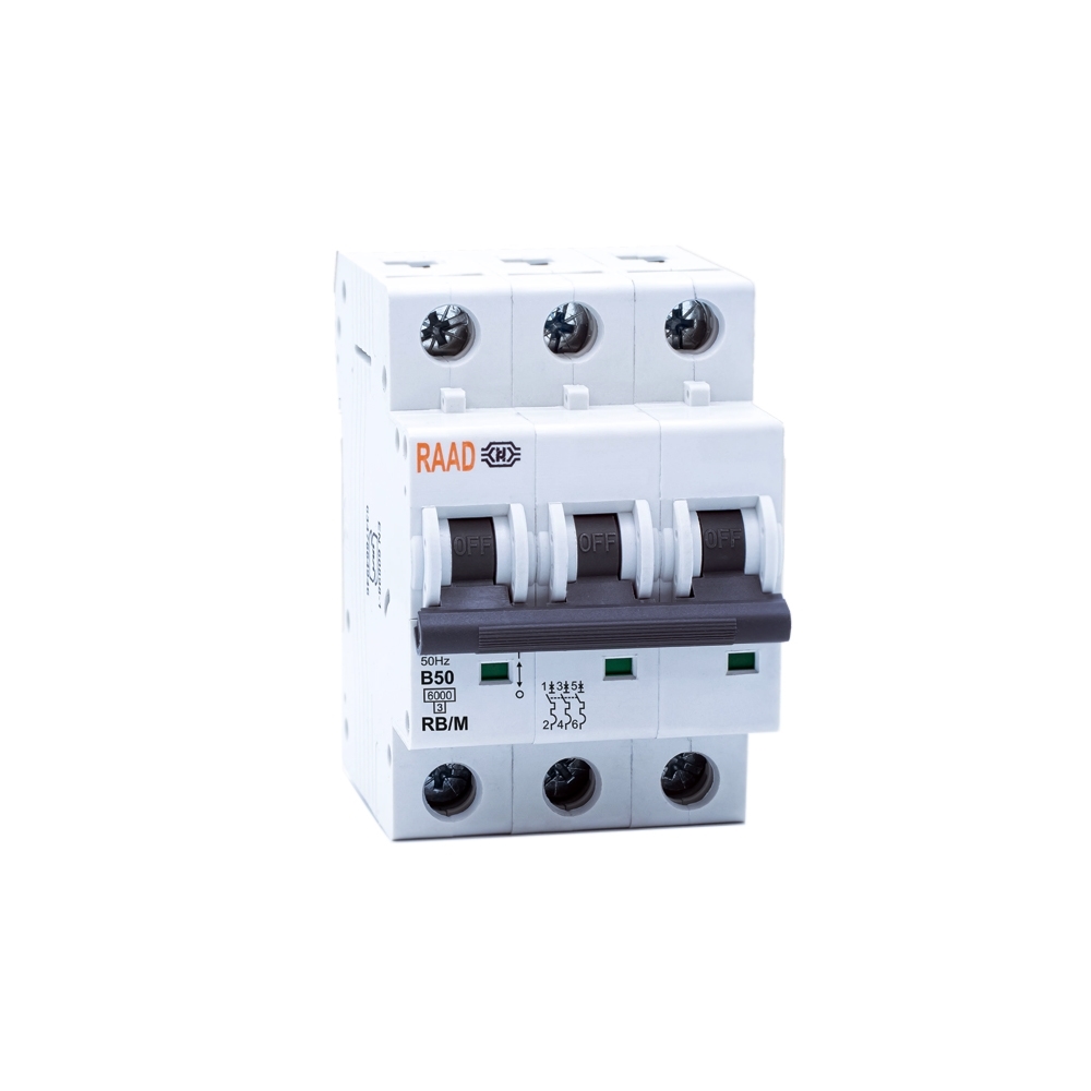 Raad AC Miniature Circuit Breaker Model RB/M-3P B50A-6kA