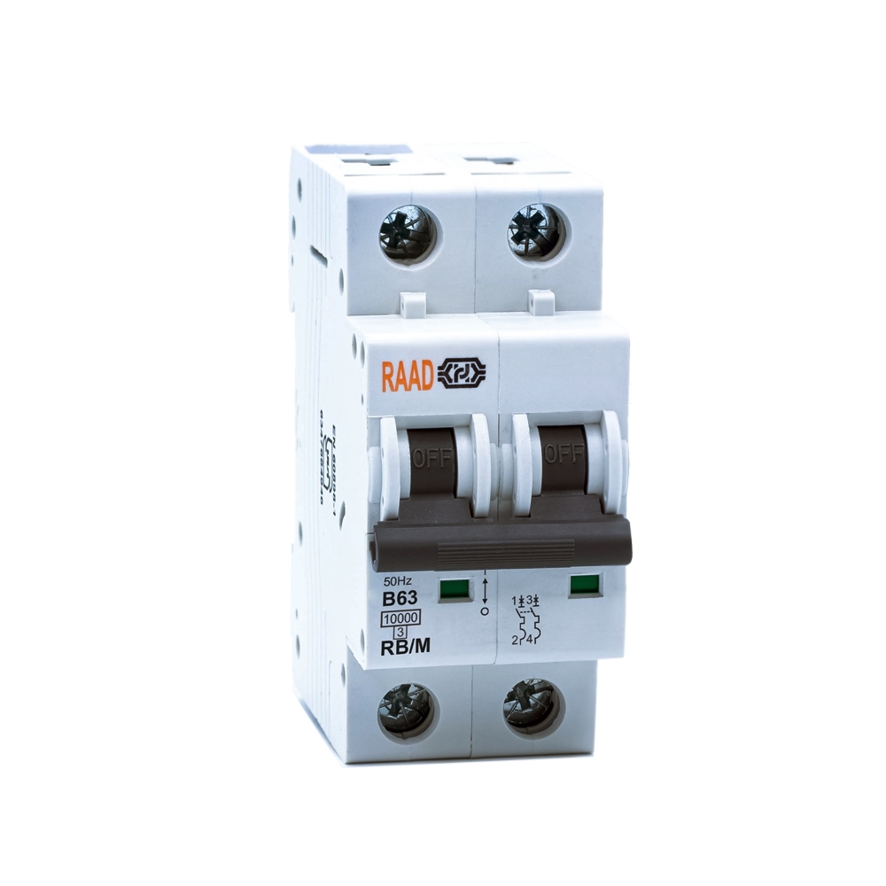 Raad AC Miniature Circuit Breaker Model RB/M-2P B63A-10kA