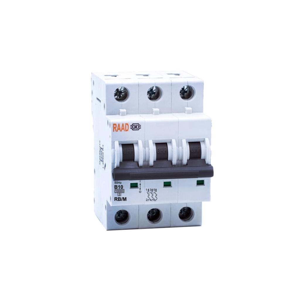 Raad AC Miniature Circuit Breaker Model RB/M-3P B10A-10kA