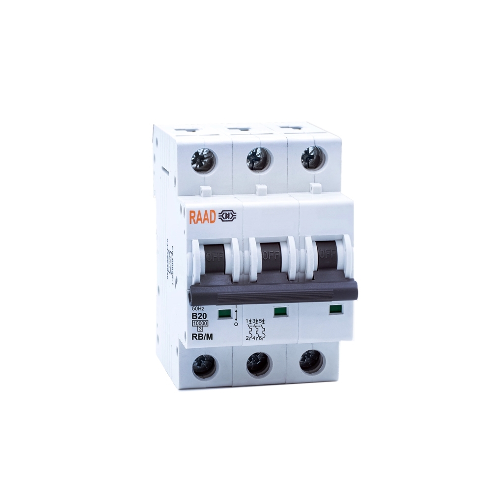 Raad AC Miniature Circuit Breaker Model RB/M-3P B20A-10kA