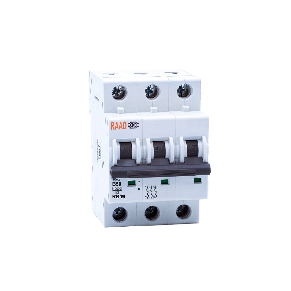 Raad AC Miniature Circuit Breaker Model RB/M-3P B50A-10kA