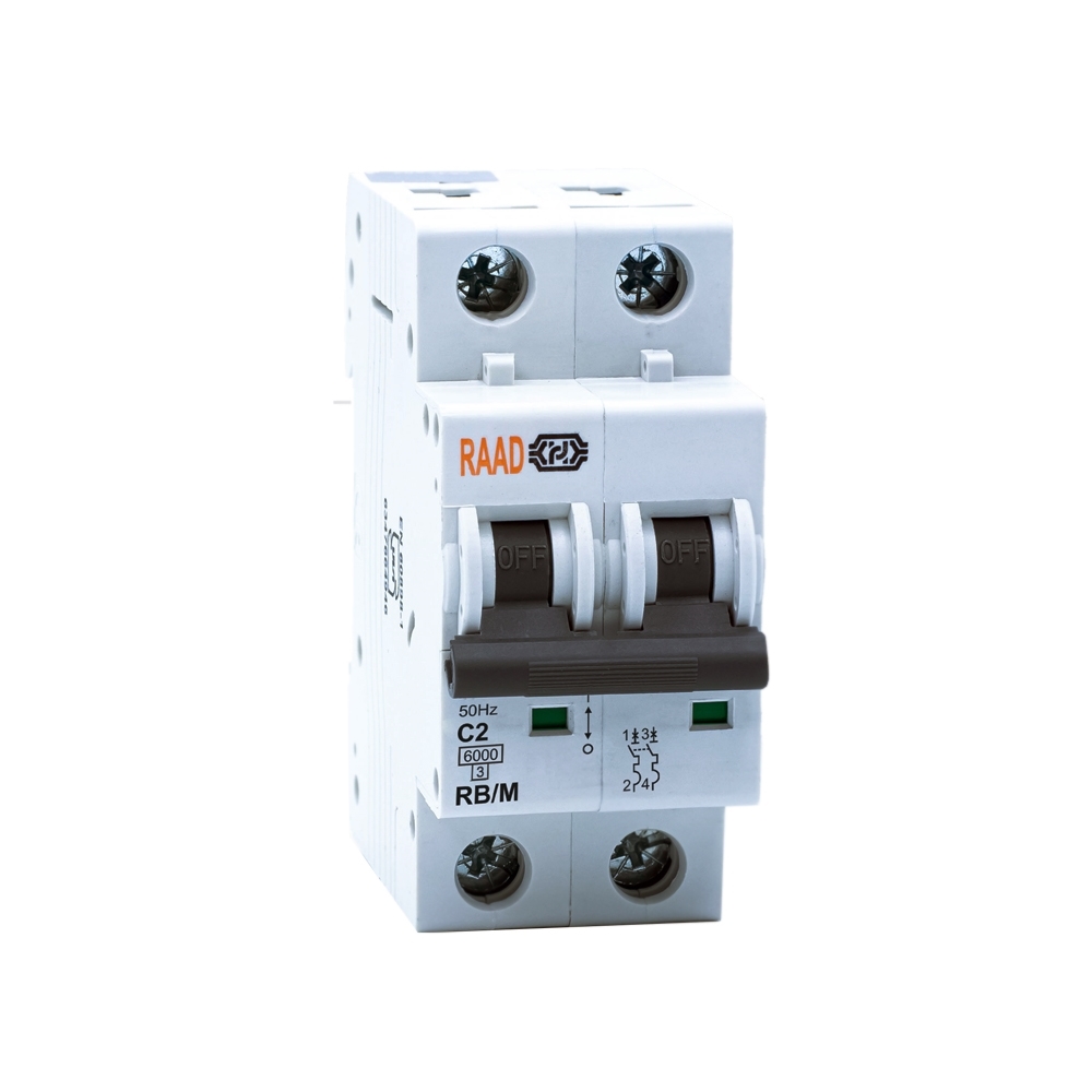 Raad AC Miniature Circuit Breaker Model RB/M-2P C2A-6kA