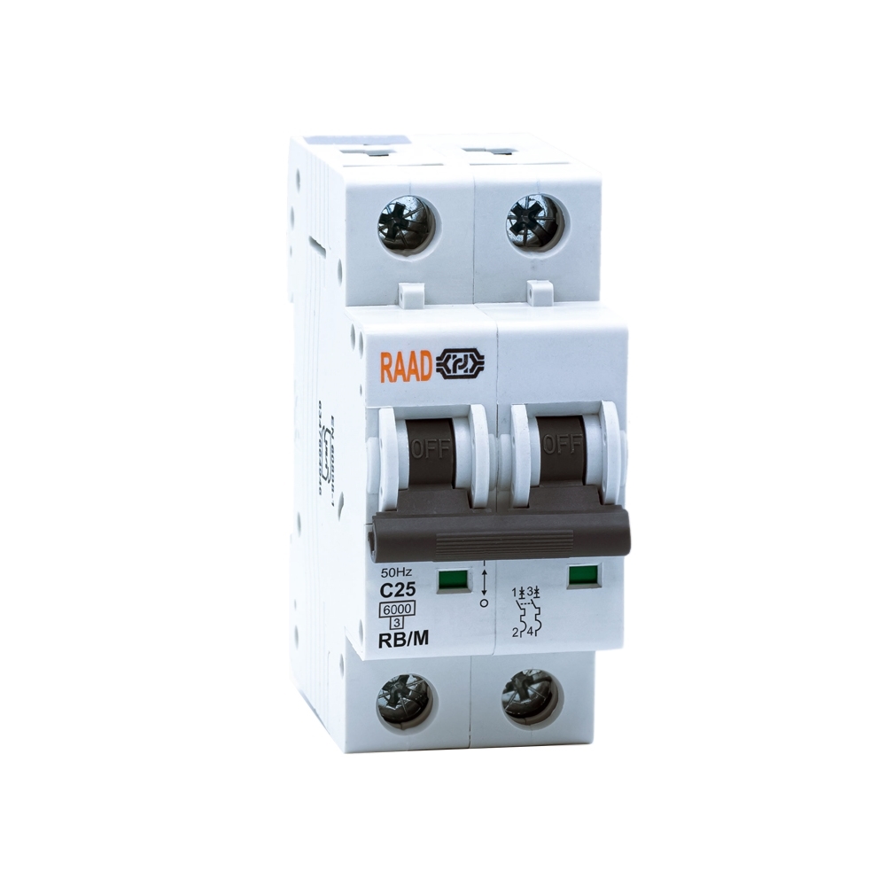 Raad AC Miniature Circuit Breaker Model RB/M-2P C25A-6kA