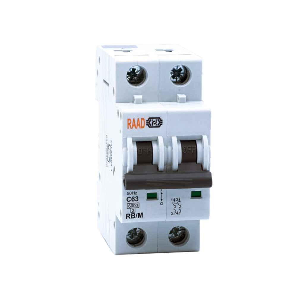 Raad AC Miniature Circuit Breaker Model RB/M-2P C63A-6kA