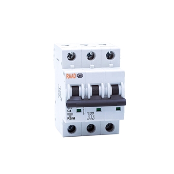 Raad AC Miniature Circuit Breaker Model RB/M-3P C4A-6kA