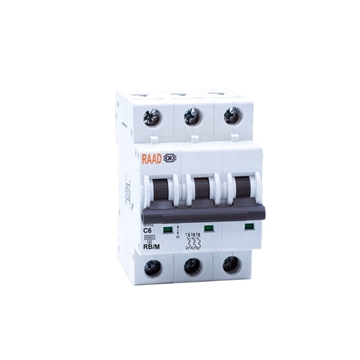 Raad AC Miniature Circuit Breaker Model RB/M-3P C6A-6kA