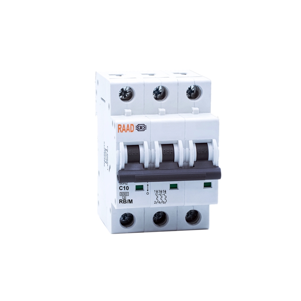 Raad AC Miniature Circuit Breaker Model RB/M-3P C10A-6kA