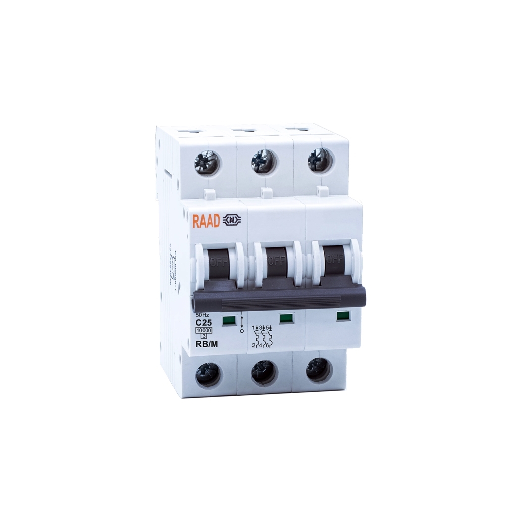 Raad AC Miniature Circuit Breaker Model RB/M-3P C25A-10kA