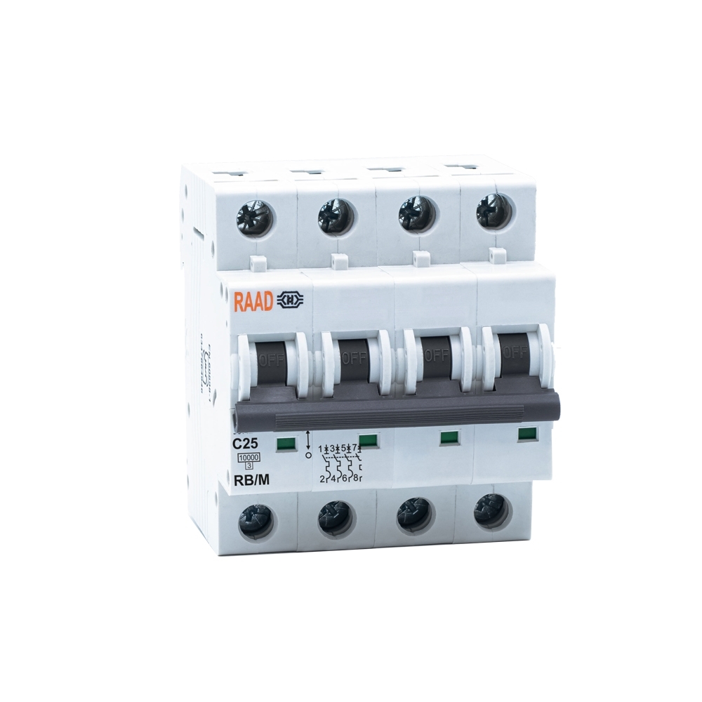 Raad AC Miniature Circuit Breaker Model RB/M-4P C25A-10kA
