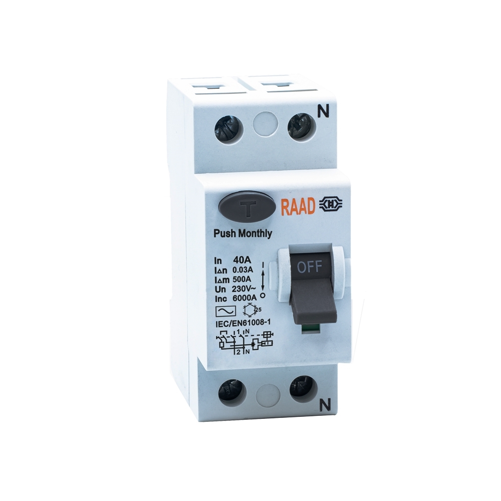 RAAD RESIDUAL CURRENT CIRCUIT BREAKER MODEL RBRC-2P-40A-6kA