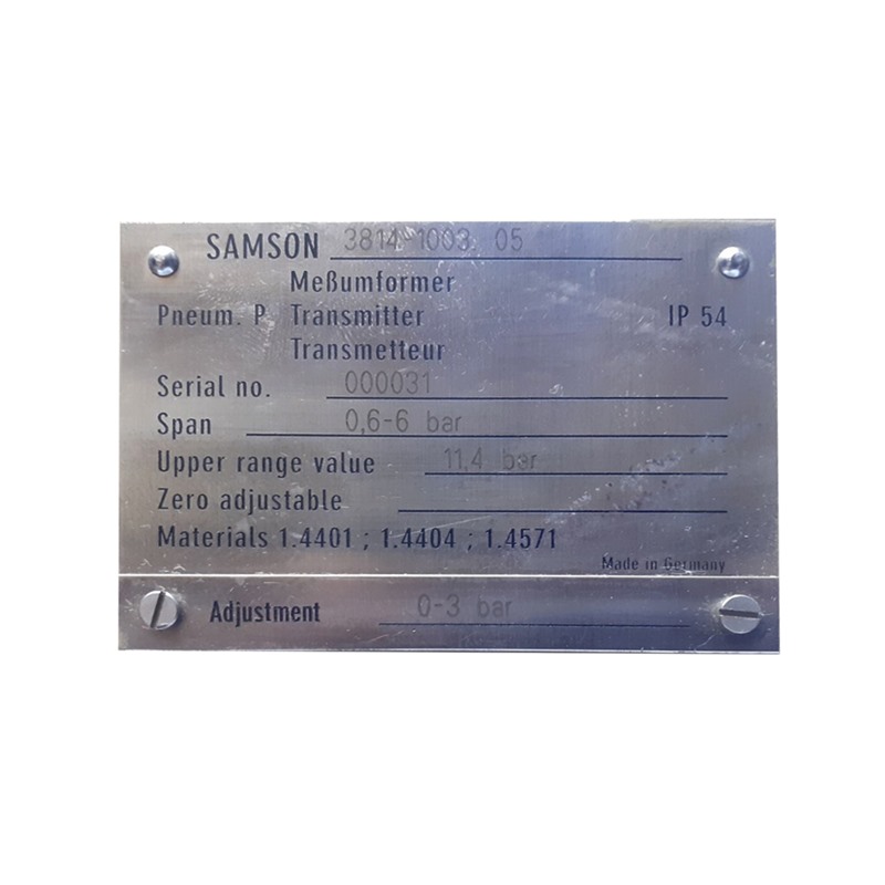ترانسمیتر فشار پنوماتیکی سامسون مدل 3814