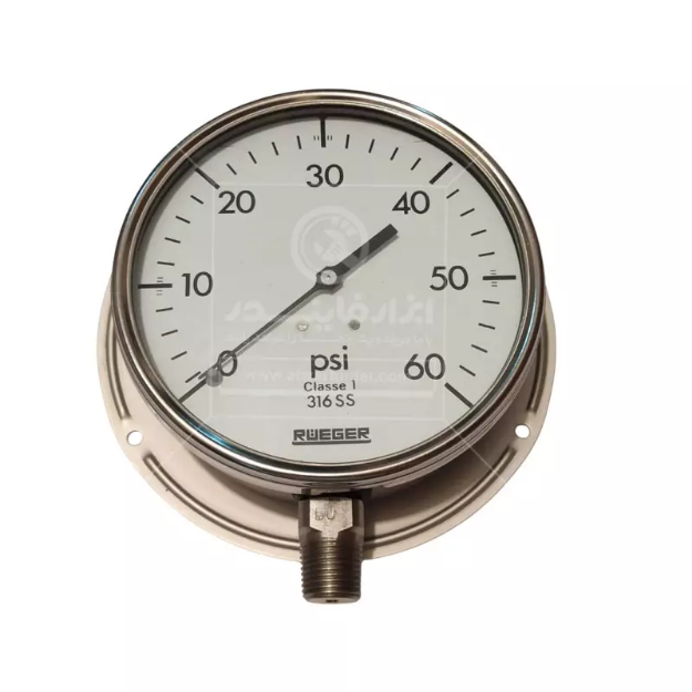 گیج فشار صفحه 16 سانت برند روگر رنج 60 psi