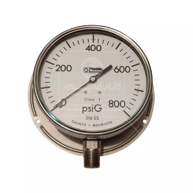 گیج فشار صفحه 16 سانت بوردون رنج 800 psi 